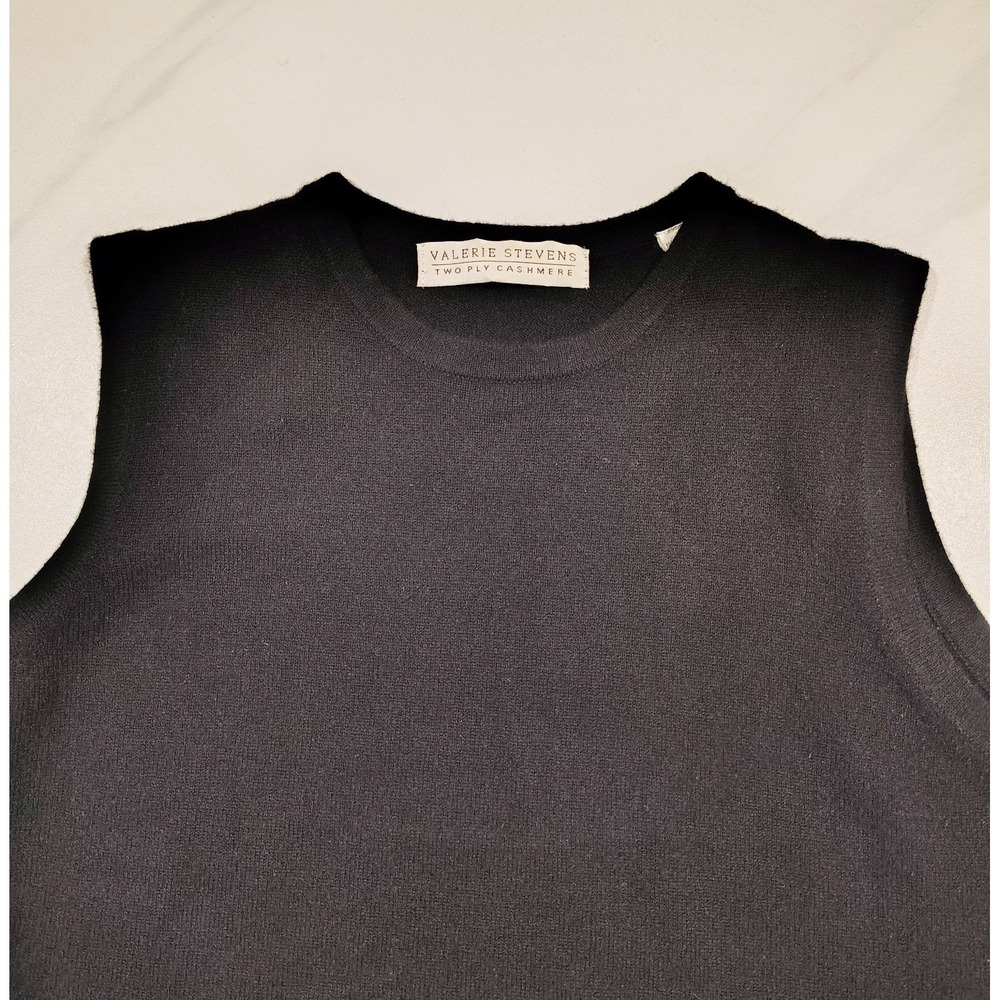 VTG Valerie Stevens Cashmere Sleeveless Sweater Shell Crew Neck Two Ply Large - Picture 2 of 7